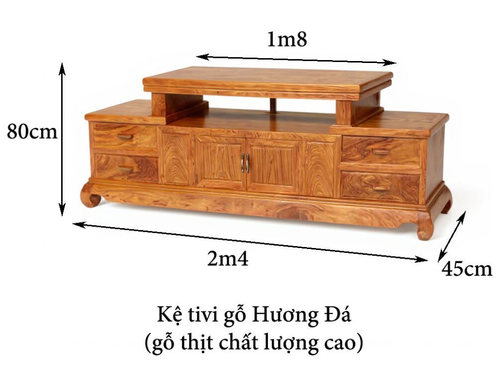 Kệ tivi gỗ Hương Đá tự nhiên MS 3353 - chi tiết vân gỗ tự nhiên