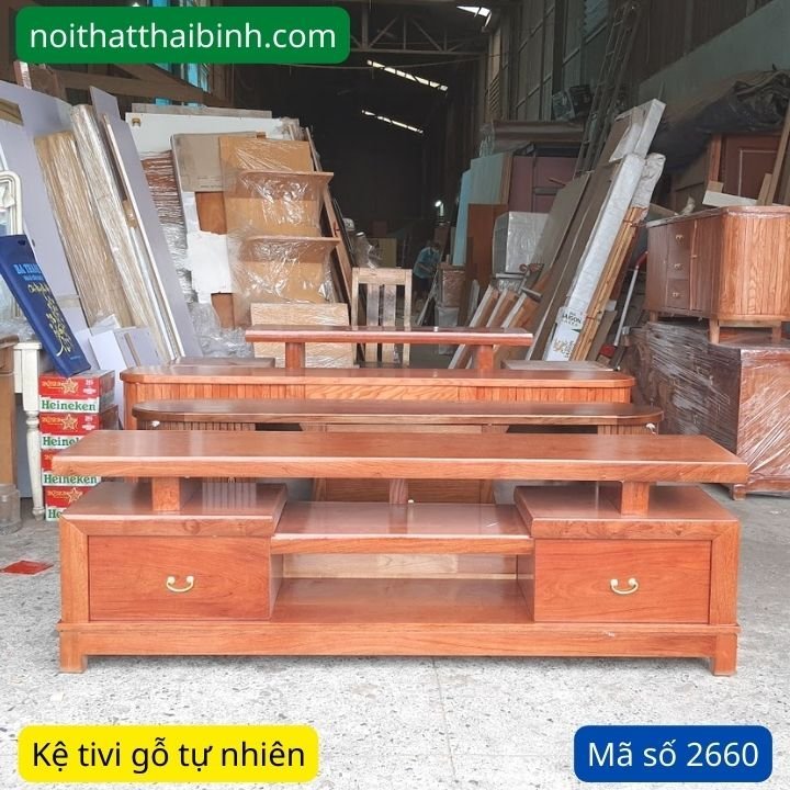 Kệ tivi gỗ tự nhiên vân hương đá