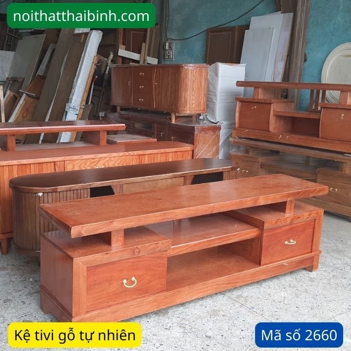 Kệ tivi gỗ tự nhiên vân hương đá
