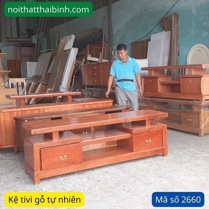 Kệ tivi gỗ tự nhiên vân hương đá
