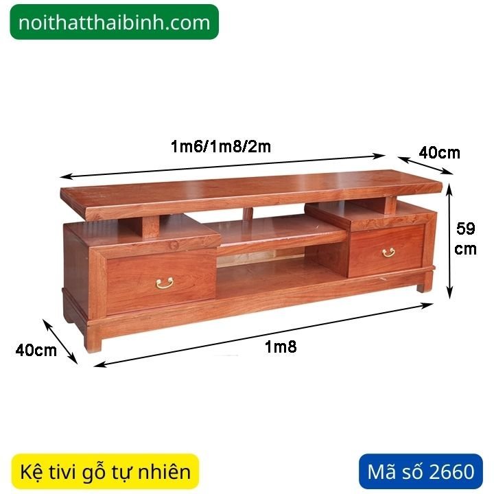 Kệ tivi gỗ tự nhiên vân hương đá