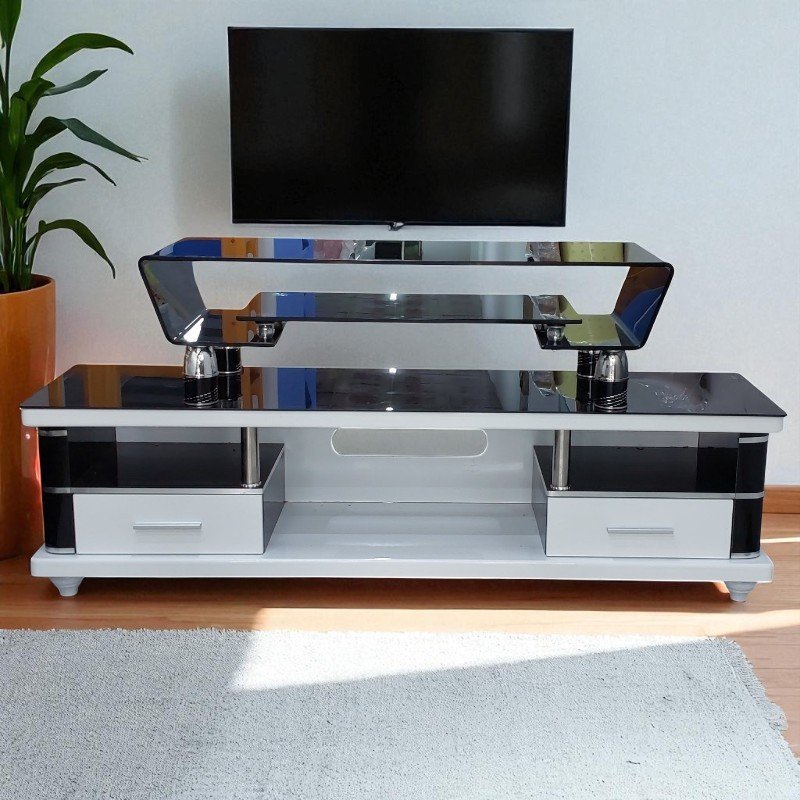 Kệ tivi kính cường lực 2 tầng