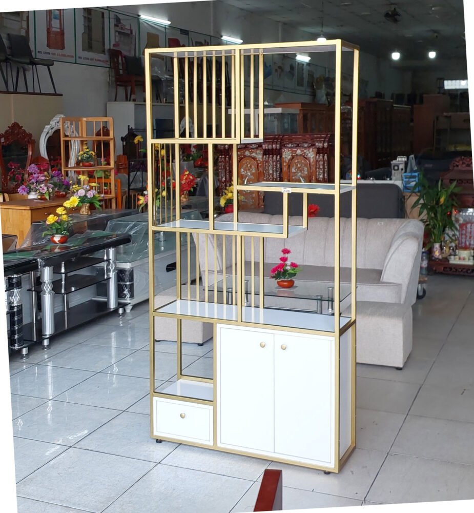 Kệ trưng bày sản phẩm cao cấp sắt sơn đồng thiết kế hiện đại