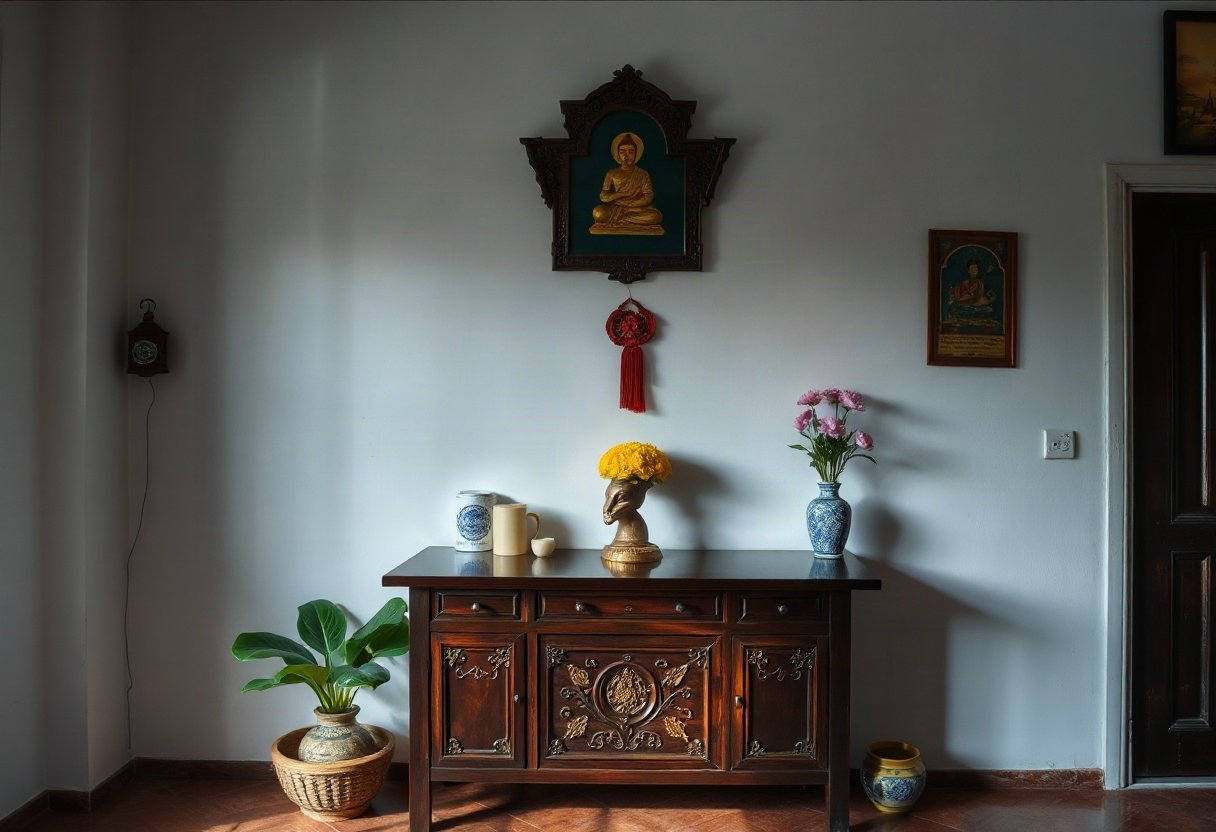 Không gian linh thiêng với bàn thờ sạch đẹp