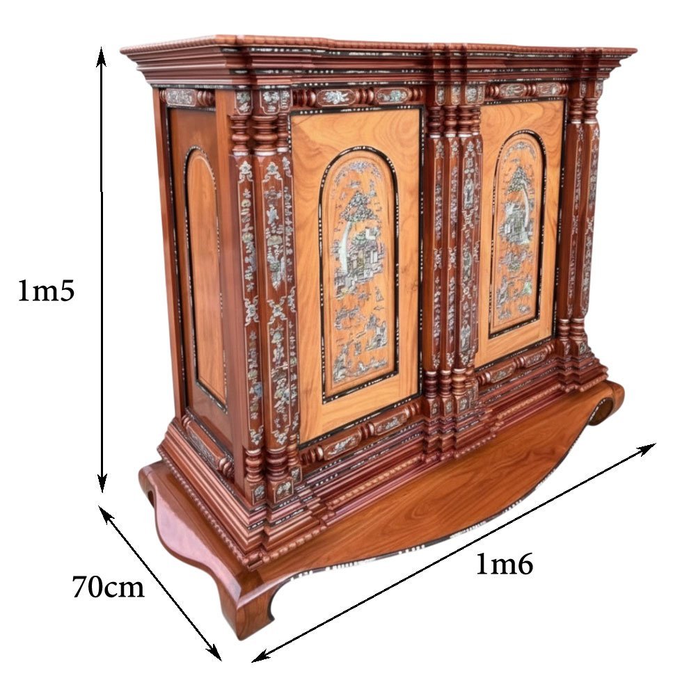Kích thước mẫu tủ thờ 11 trụ căm xe gõ