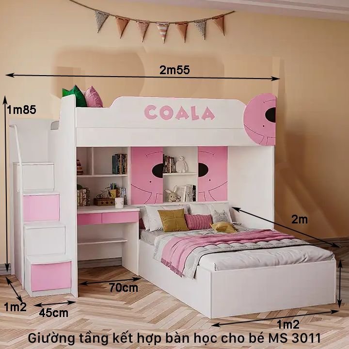 Kích thước giường tầng kết hợp bàn học trẻ em Kích thước giường tầng kết hợp bàn học trẻ em