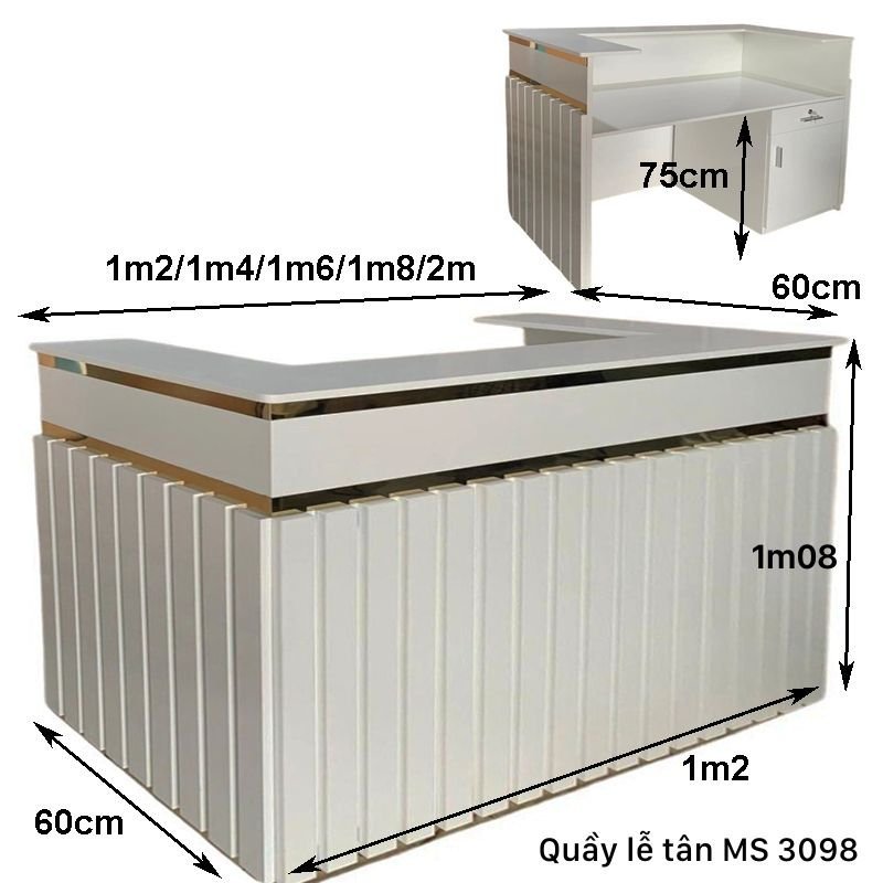 Kích thước quầy lễ tân nhỏ đẹp