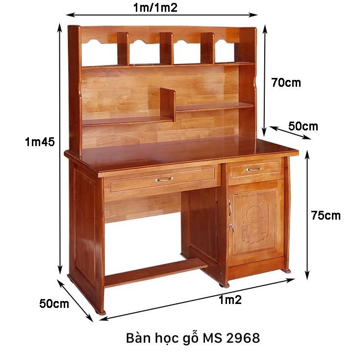 Kích thước bàn học gỗ tự nhiên Bàn học gỗ tự nhiên MS 2968