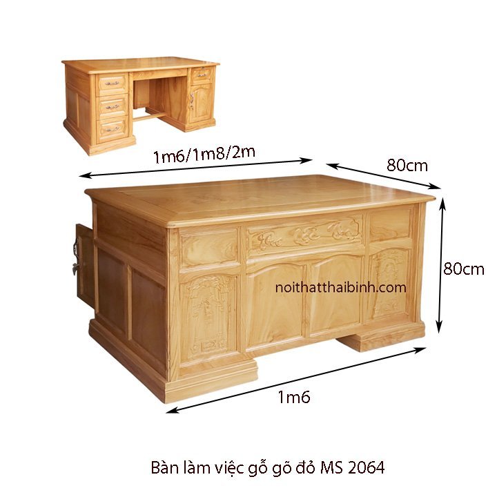 Bàn làm việc bằng gỗ gõ đỏ MS 2064