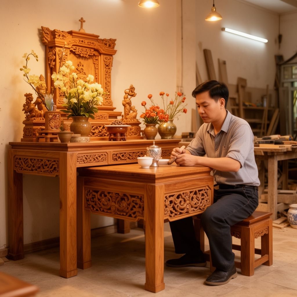 Nên chọn kích thước bàn thờ như thế nào để hợp phong thủy? - Đồ Gỗ Thái Bình