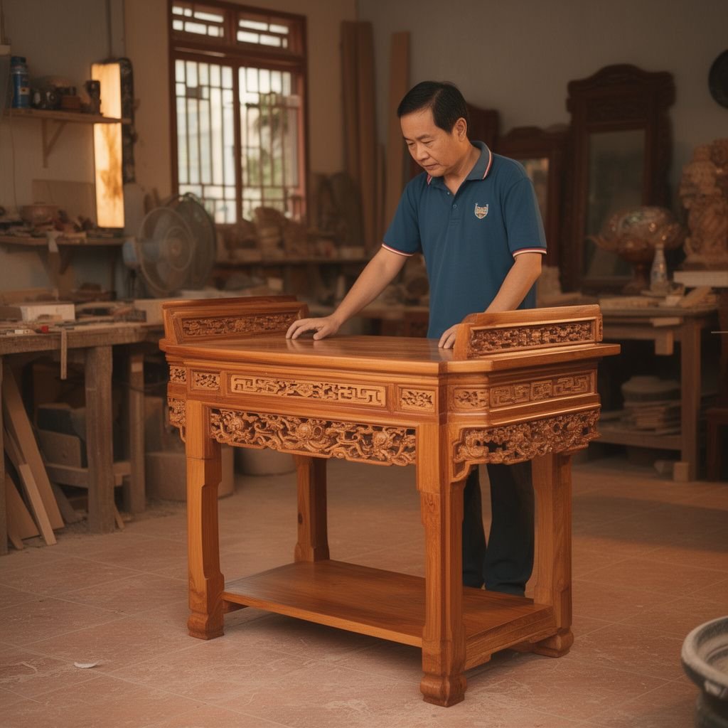 Kích thước bàn thờ chuẩn thước Lỗ Ban là gì? - Đồ Gỗ Thái Bình