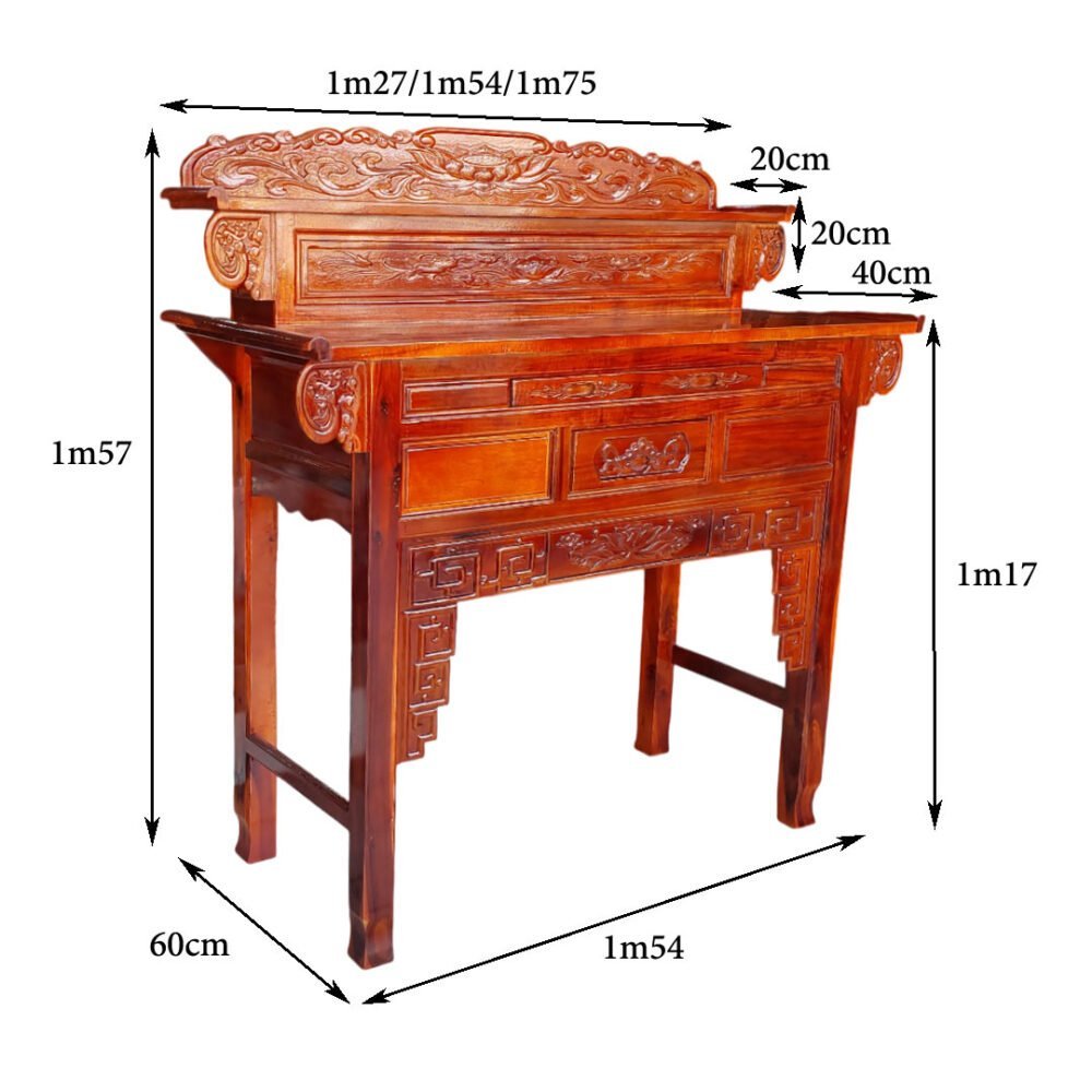Bàn thờ gỗ tràm 1m54 gỗ tự nhiên MS 3374 - chi tiết vân gỗ tự nhiên