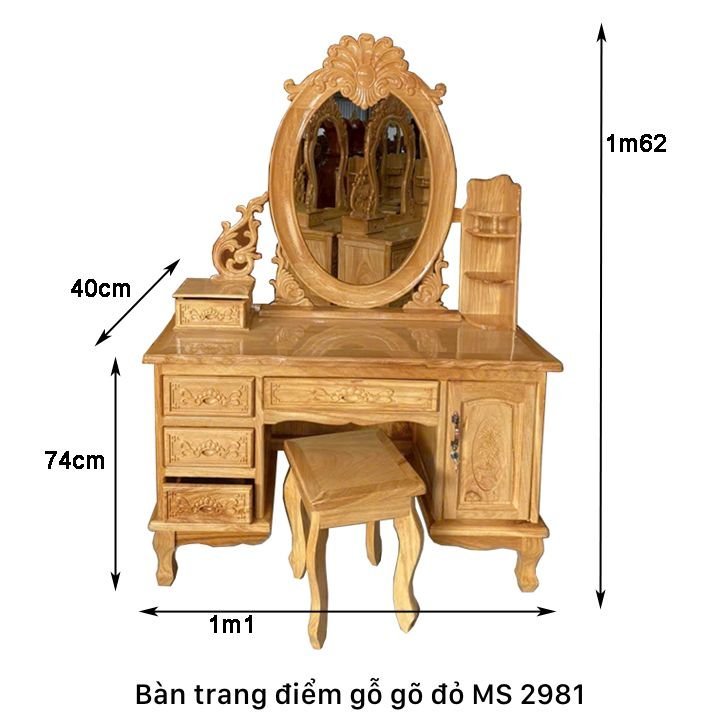 Kích thước bàn trang điểm bằng gỗ gõ đỏ Kích thước bàn trang điểm bằng gỗ gõ đỏ