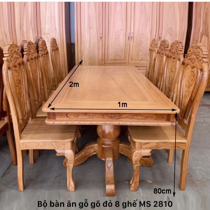 Kích thước bộ bàn ăn gỗ gõ đỏ 8 ghế Kích thước bộ bàn ăn gỗ gõ đỏ 8 ghế