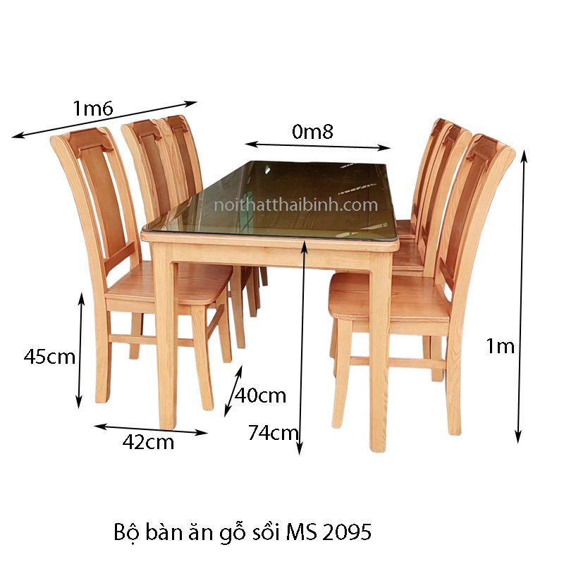 Bộ bàn ăn gỗ sồi 6 ghế MS 2095