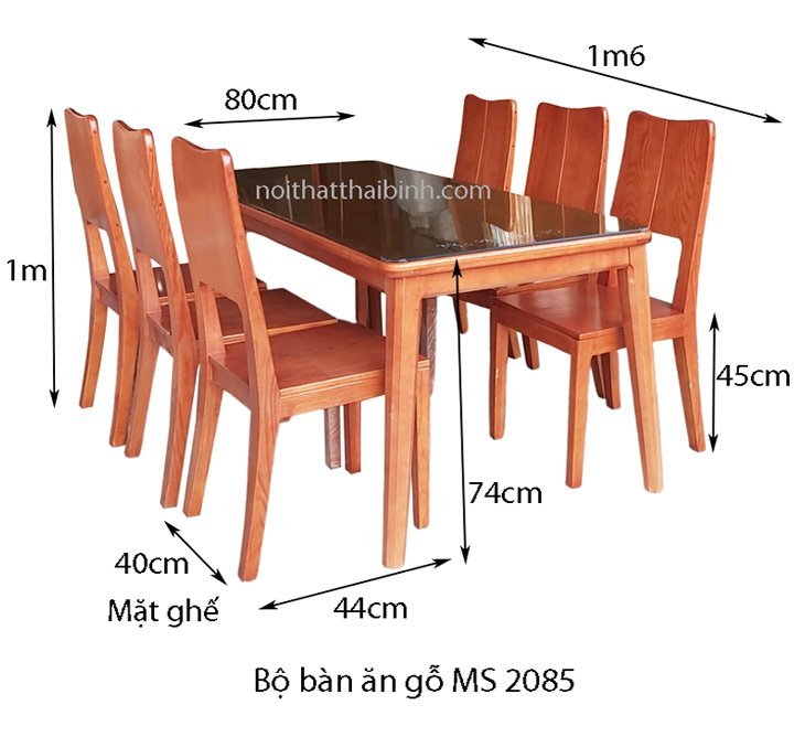Bộ bàn ăn gỗ sồi 6 ghế MS 2085