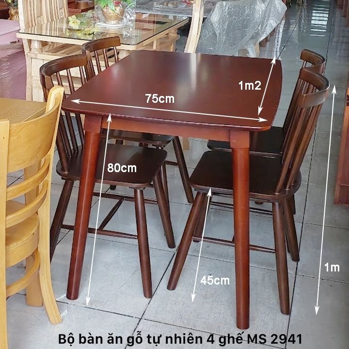 Kích thước bộ bàn ăn gỗ cao cấp 4 ghế