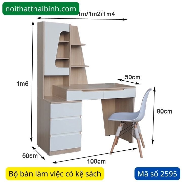 Bộ bàn làm việc có kệ sách MS 2595