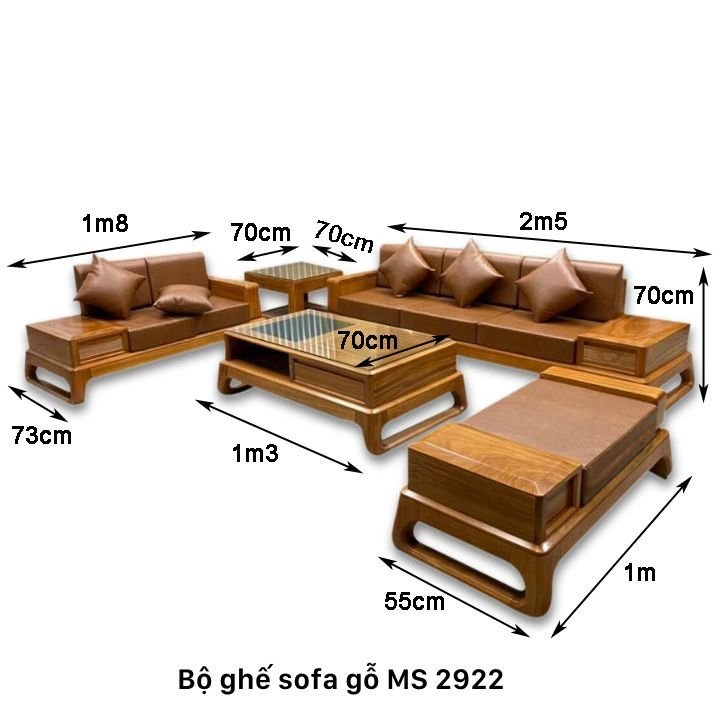 Kích thước bộ ghế sofa gỗ Bộ ghế sofa gỗ cao cấp MS 2922