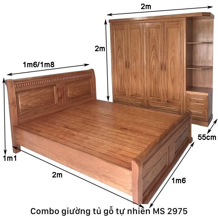 Kích thước combo giường tủ gỗ tự nhiên Kích thước combo giường tủ gỗ tự nhiên