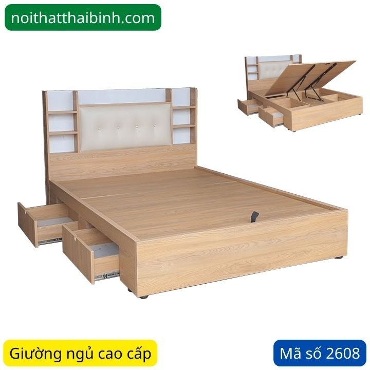 Giường ngủ vạt nâng cao MS 2608