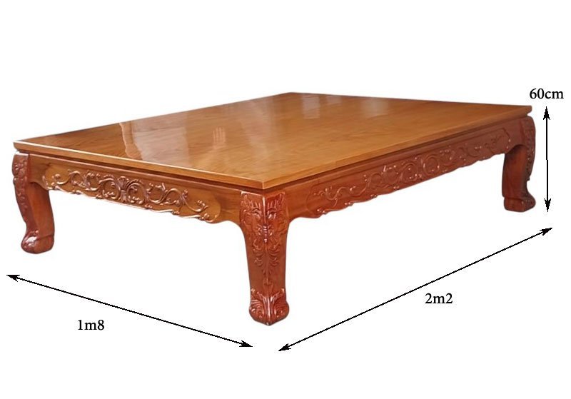 Kích thước đi văng gỗ gõ đỏ cao cấp