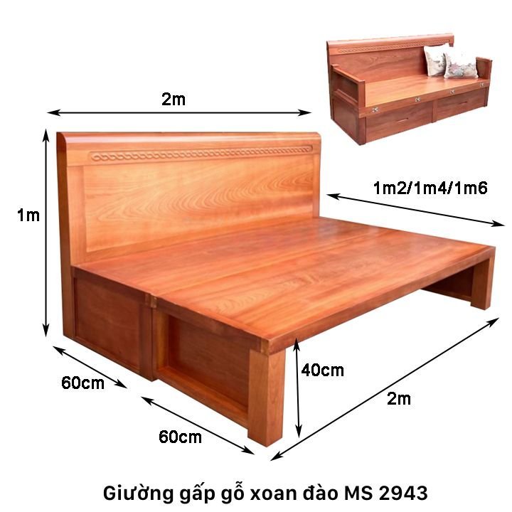 Kích thước giường gấp gỗ xoan đào Kích thước giường gấp gỗ xoan đào