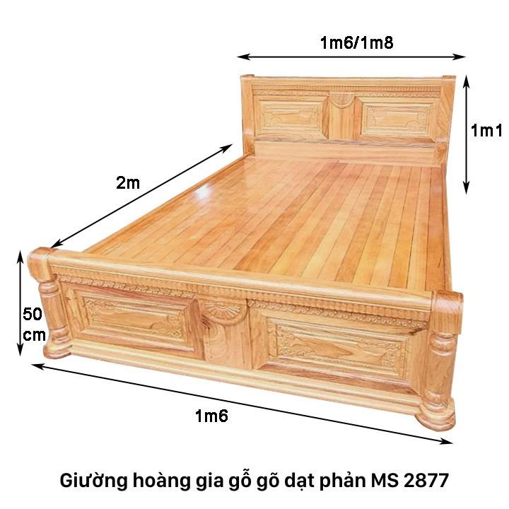 Giường hoàng gia gỗ gõ dạt phản MS 2877