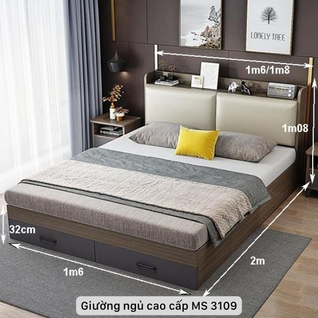 Giường ngủ đẹp hiện đại MS 3109