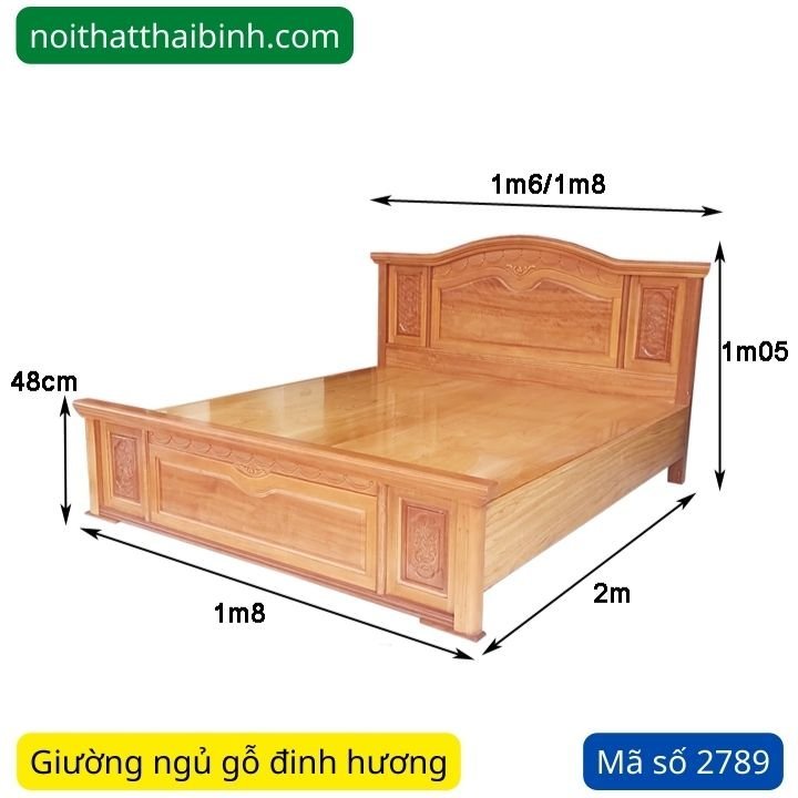 Kích thước giường gỗ đinh hương tự nhiên