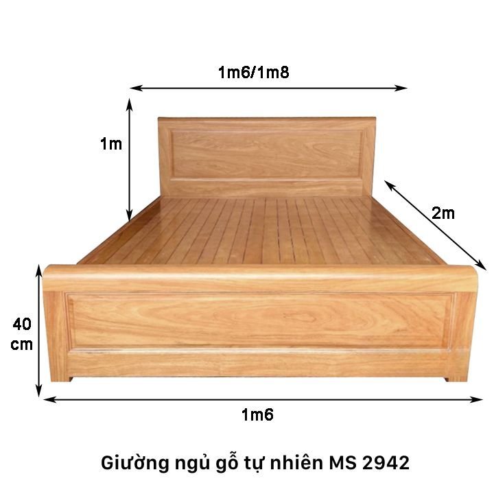 Giường Ngủ Gỗ Tự Nhiên Vân Gõ Dát Phản MS 2942