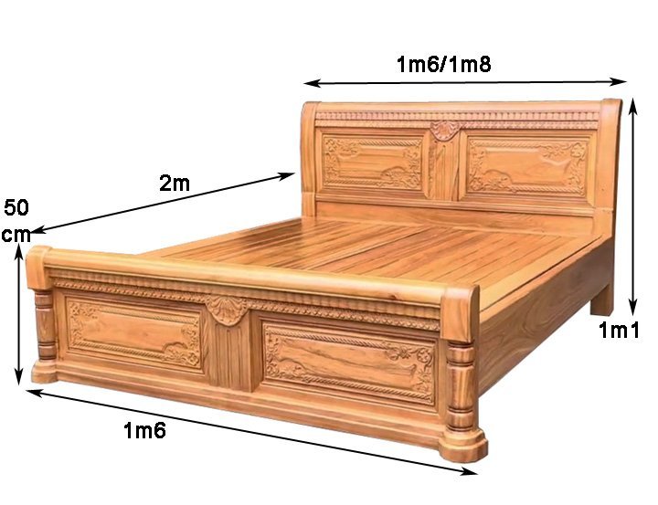Kích thước giường ngủ gỗ gõ đỏ tự nhiên 100% Kích thước giường ngủ gỗ gõ đỏ tự nhiên 100%