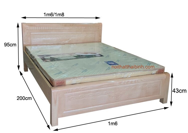 Giường ngủ gỗ sồi đẹp MS 1288