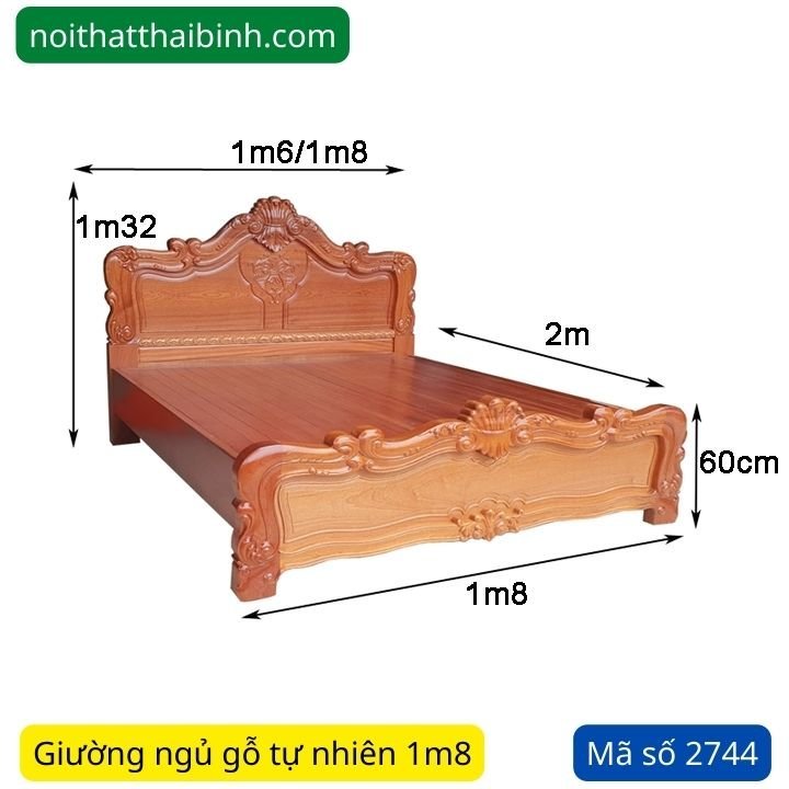 Kích thước giường gỗ tự nhiên 1m8