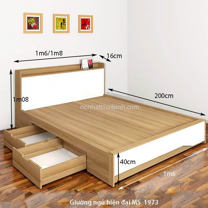 Kích thước giường ngủ hiện đại Giường ngủ hiện đại MS 1973