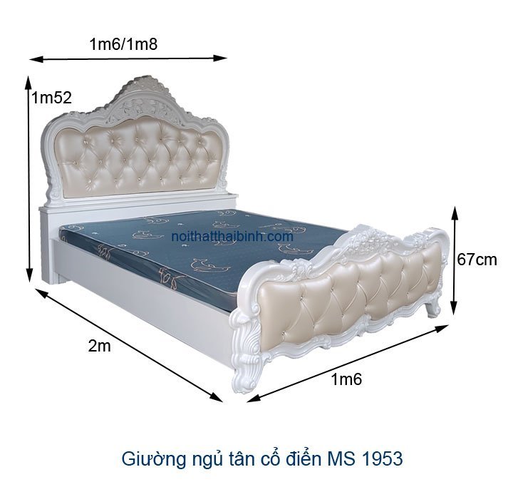Kích thước giường ngủ tân cổ điển