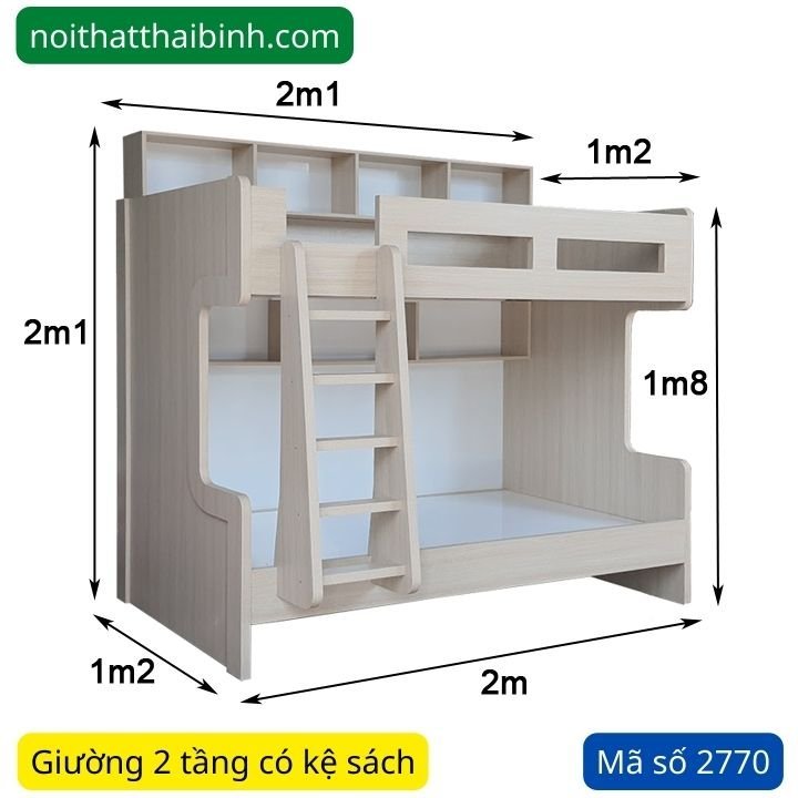 Giường 2 tầng có kệ sách MS 2770