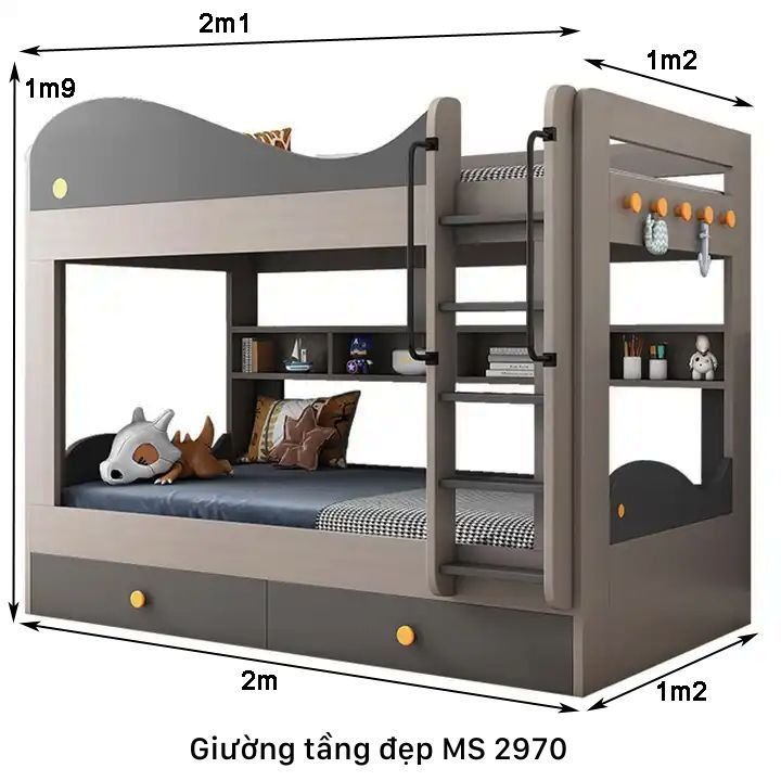Kích thước mẫu giường tầng đẹp cho người lớn Mẫu giường tầng đẹp cho người lớn MS 2970