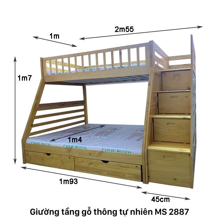 Kích thước Giường tầng gỗ tự nhiên đẹp Kích thước Giường tầng gỗ tự nhiên đẹp