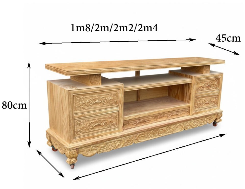 Tủ kệ tivi gỗ gõ đỏ tự nhiên MS 3321 - chi tiết vân gỗ tự nhiên