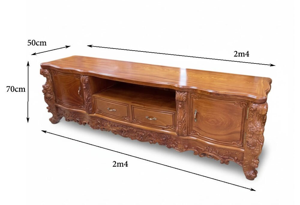 Kệ tivi gỗ hương đá hoàng gia MS 3338 - chi tiết vân gỗ tự nhiên