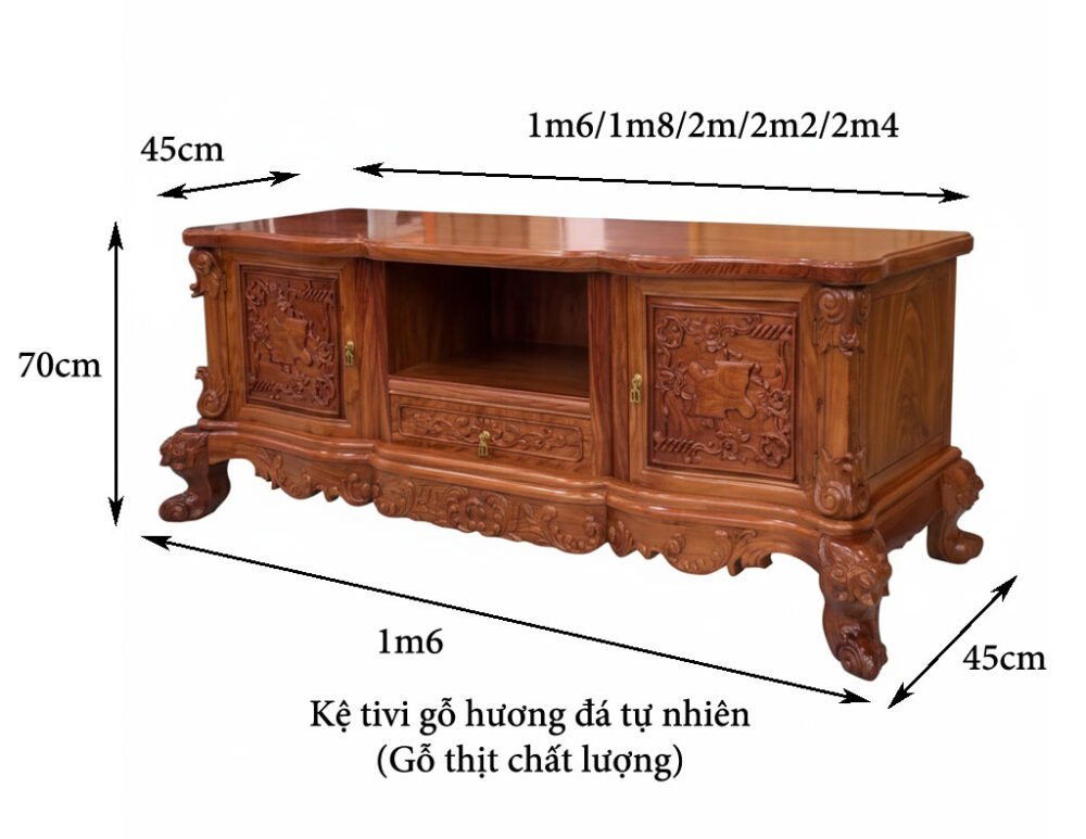 Kệ tivi gỗ hương đá hiện đại MS 3369 - chi tiết vân gỗ tự nhiên