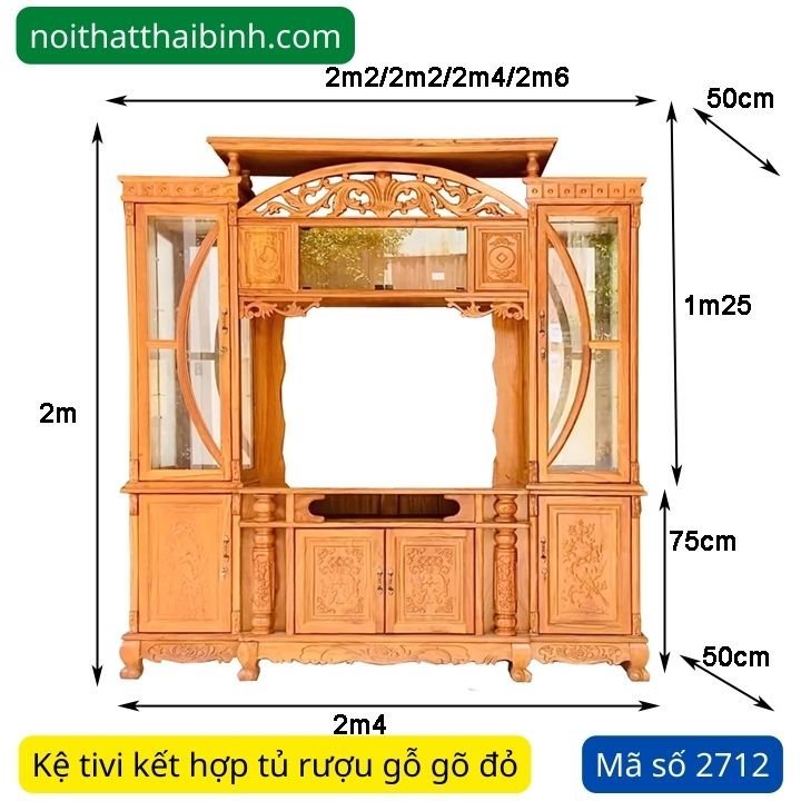 Kích thước kệ tivi kết hợp tủ rượu đẹp