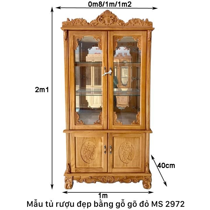 Kích thước mẫu tủ rượu đẹp bằng gỗ