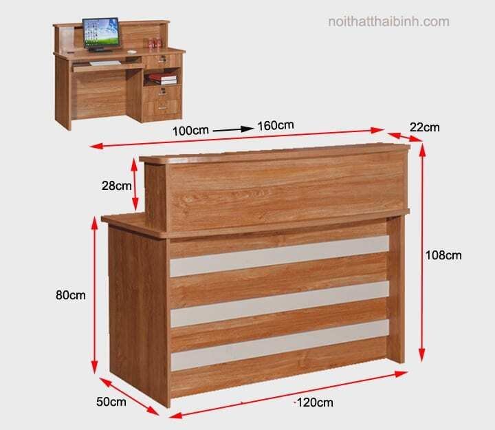 Bàn quầy tính tiền kích thước 1m2 chống nước chống trầy