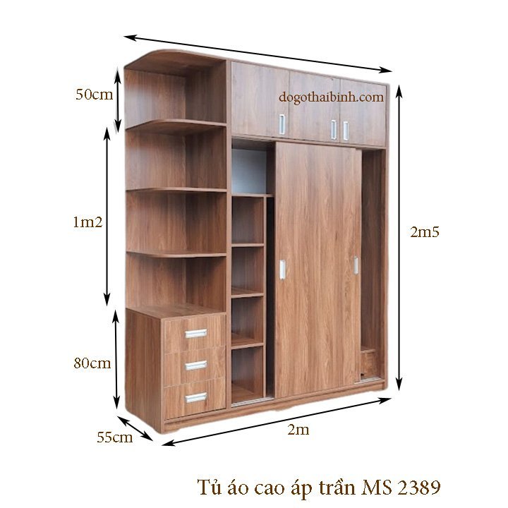 Kích thước tủ áo cao áp trần đẹp hiện đại