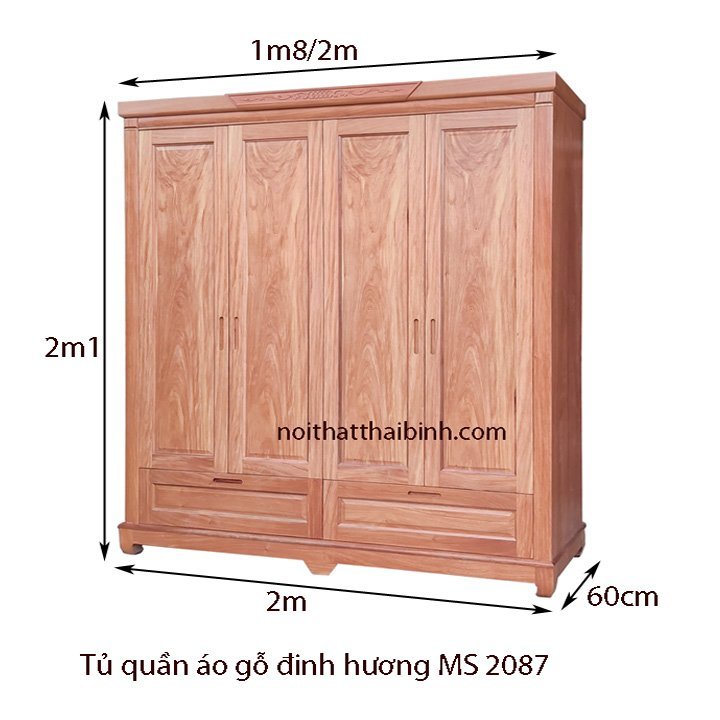 Tủ áo gỗ tự nhiên vân đinh hương MS 2087