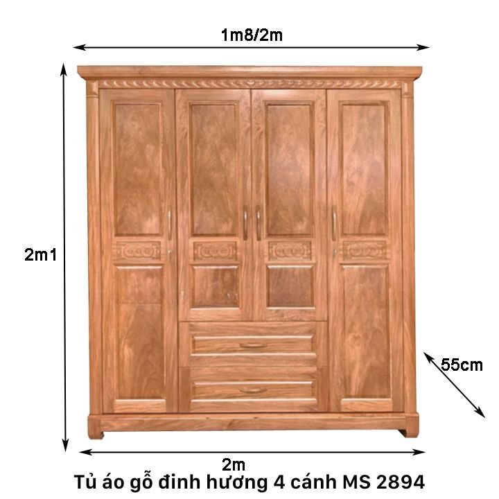 Kích thước tủ áo gỗ đinh hương 4 cánh Kích thước tủ áo gỗ đinh hương 4 cánh