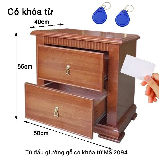 Tủ đầu giường gỗ tự nhiên có khóa từ MS 3094 | GIAO HỎA TỐC TPHCM
