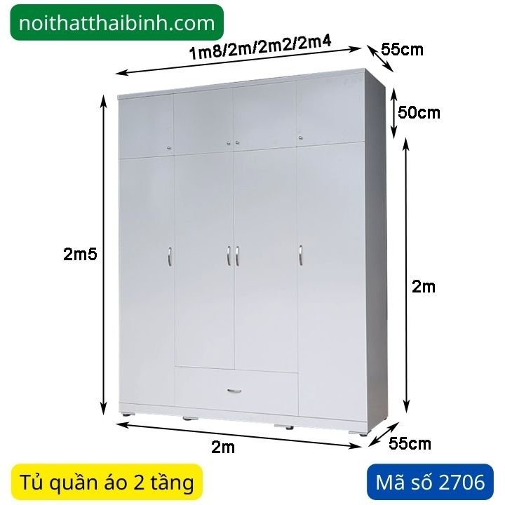 Tủ quần áo 2 tầng MS 2706